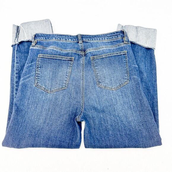 TGLA Dark Wash Straight Leg Cuffed Hem Cropped Button Fly Denim Jeans Size 30 - Picture 5 of 8